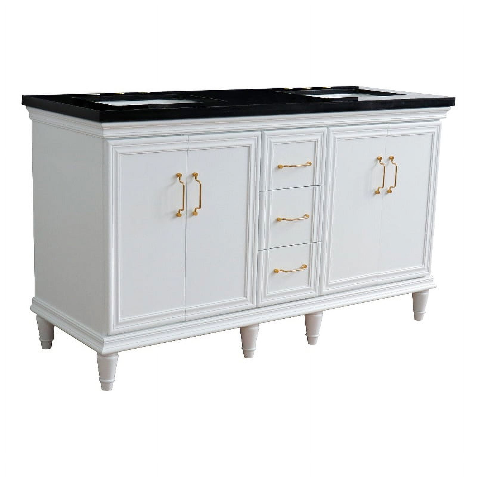 61 in. Galaxy Granite Rectangle Double Sink Vanity, White & Black