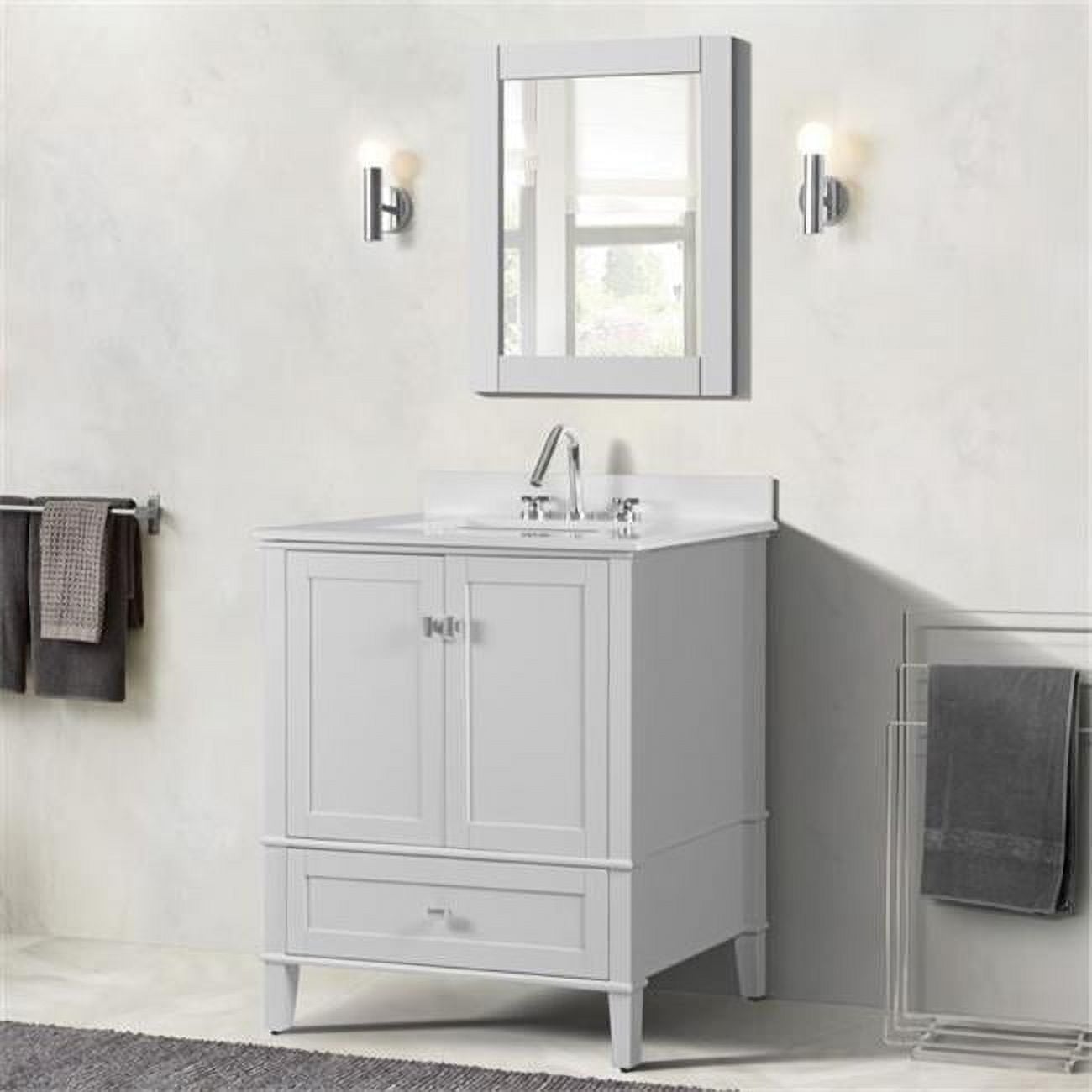 31 in. Single Vanity with Quartz Top, White