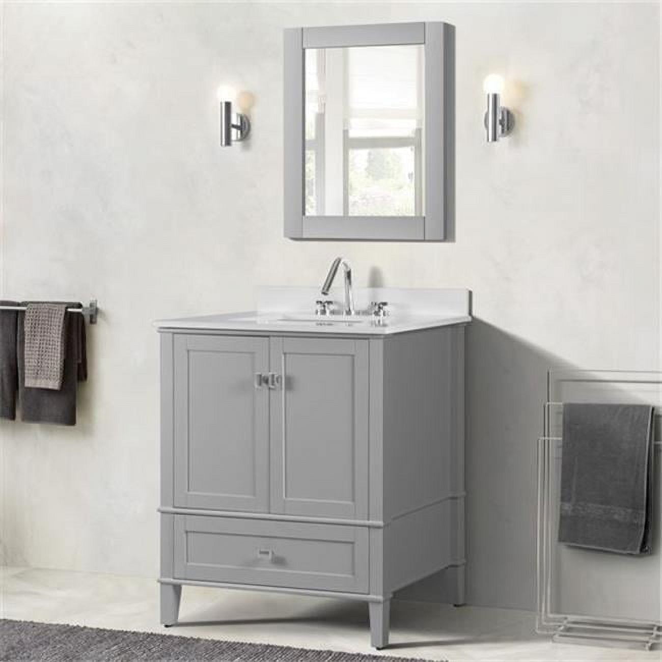 31 in. Single Vanity with Quartz Top, Light Gray