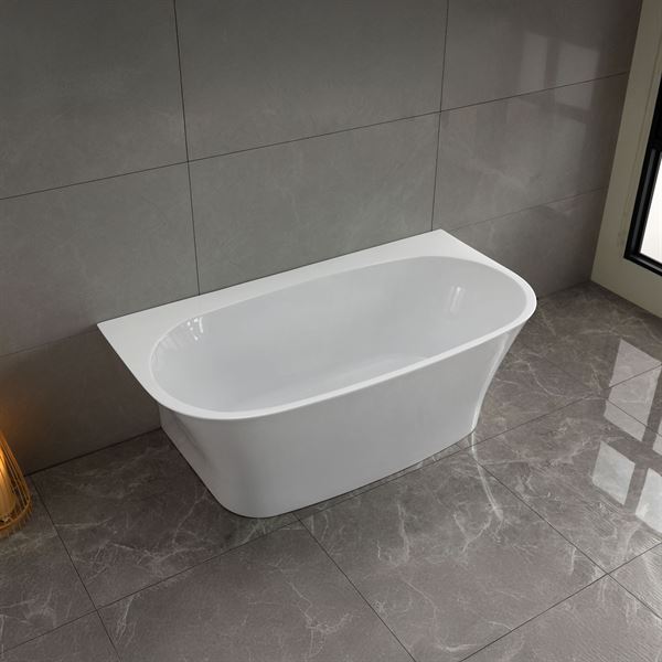 Bellaterra Home BA6855 67 in. Freestanding Acrylic Level Surface Corner Bathtub, Glossy White -77 gal