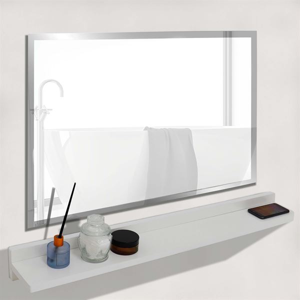 Bellaterra Home WS35-WH-315 35 in. Wireless Charging Shelf & Frameless Mirror Set, White