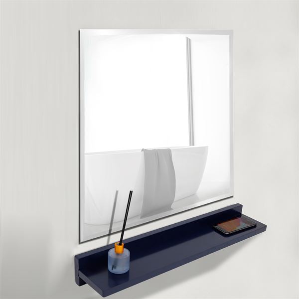 Bellaterra Home WS24-BU-315 23.5 in. Wireless Charging Shelf & Frameless Mirror Set, Blue