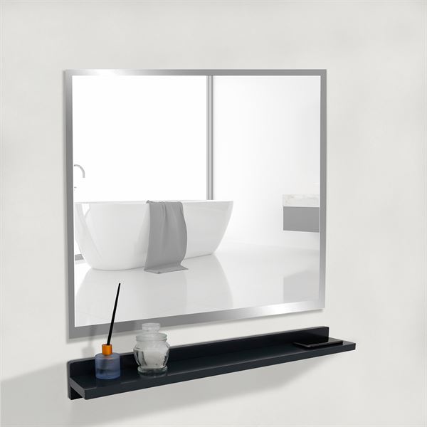 Bellaterra Home WS30-DG-315 30 in. Wireless Charging Shelf & Frameless Mirror Set, Dark Gray