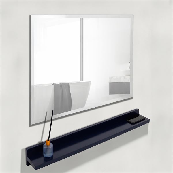 Bellaterra Home WS30-BU-315 30 in. Wireless Charging Shelf & Frameless Mirror Set, Blue