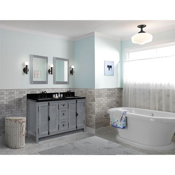 Double Vanity - Gray Ash - 55 in. - Black Galaxy Granite Top