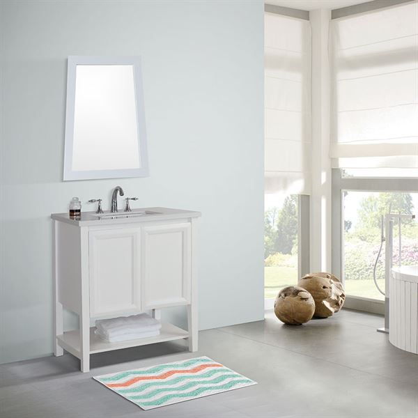 Bellaterra Home 203054A-WH 31 in. Single Sink Vanity - -Wood-White Engineered Stone
