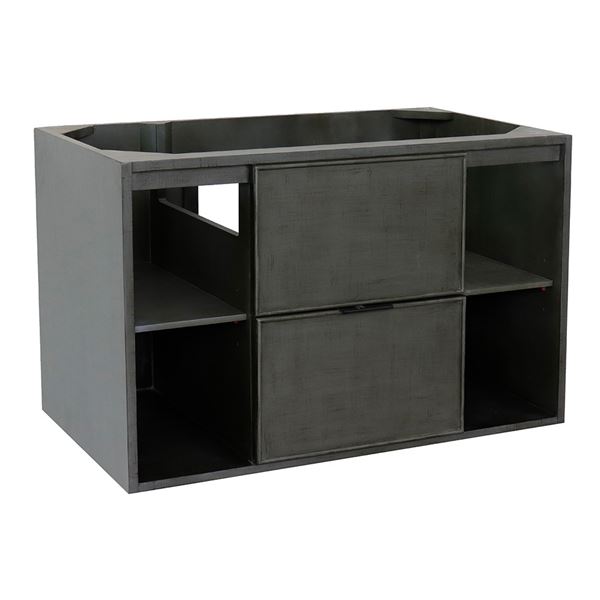Paris Exposed Collection Wall Mount Vanity Cabinet - Linen Gray - 36 in. - Solid Oak Construction