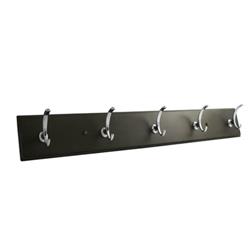 Picture of Hickory Hardware S077223-COSN-6B 28 in. Luna 5 Double Hook Rail&#44; Cocoa Wood Grain with Satin Nickel - Pack of 6