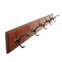 Picture of Hickory Hardware S077223-MG10B-6B 28 in. Luna 5 Double Hook Rail&#44; Medium Wood Grain with Oil-Rubbed Bronze - Pack of 6