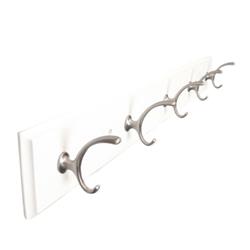Picture of Hickory Hardware S077223-WSN-6B 28 in. Luna 5 Double Hook Rail&#44; White with Satin Nickel - Pack of 6