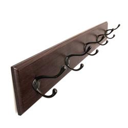 Picture of Hickory Hardware S077224-CO10B-6B 28 in. Universal 5 Double Hook Rail&#44; Cocoa Wood Grain with Oil-Rubbed Bronze - Pack of 6