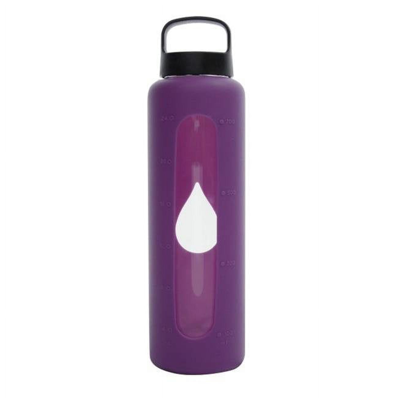 Picture of Bluewave Lifestyle GG150LC-Purple 750ml Reusable Glass Water Bottle With Loop Cap and Free Silicone Sleeve - Iris