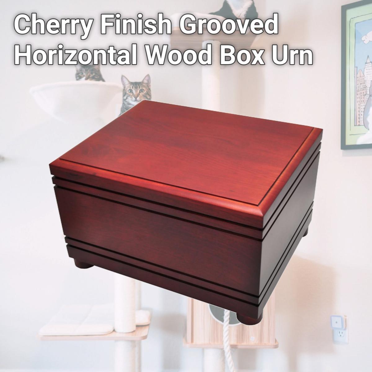 Picture of Memorial Gallery M-023 cherry Cherry Finish Grooved Horizontal Wood Box Urn