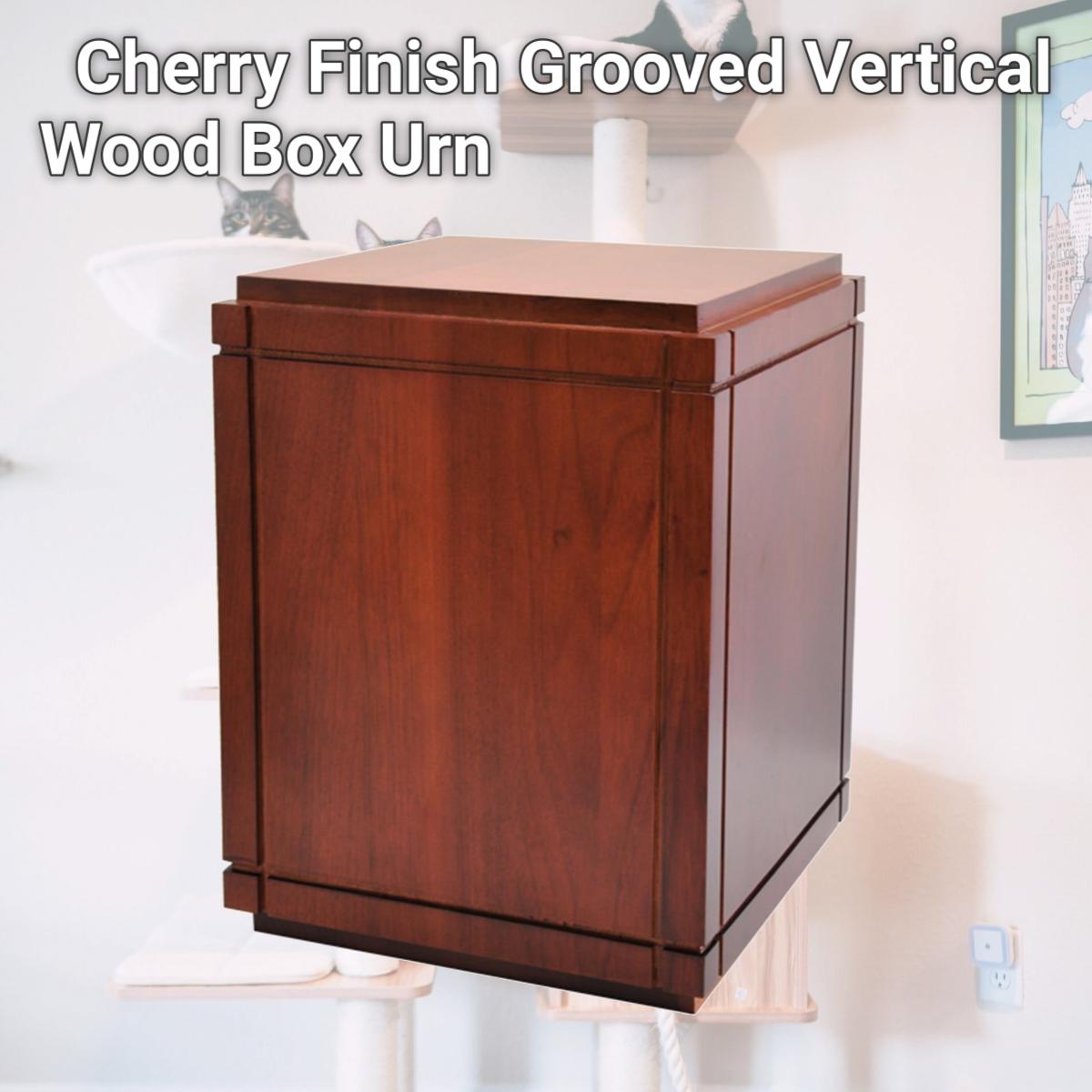 Picture of Memorial Gallery M-022 cherry Cherry Finish Grooved Vertical Wood Box Urn