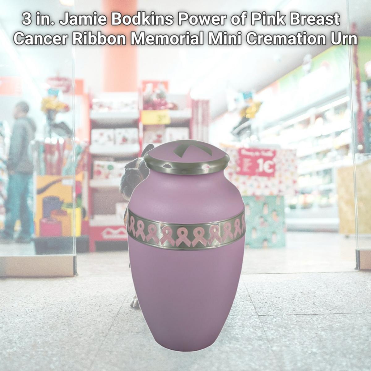 Picture of Memorial Gallery 9200E 3 in. Jamie Bodkins Power of Pink Breast Cancer Ribbon Memorial Mini Cremation Urn