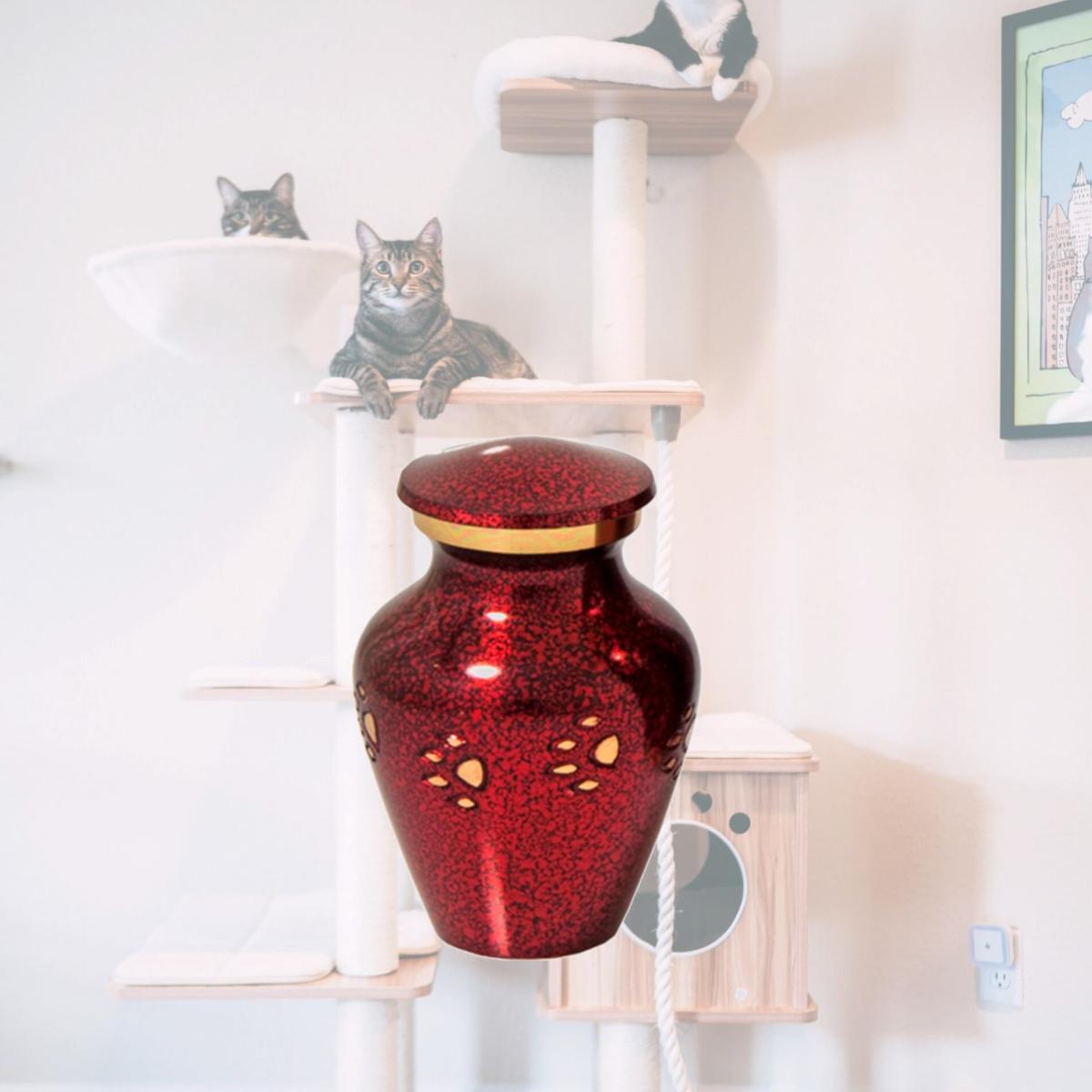 Picture of Memorial Gallery 8494E 3 in. Red with Brass Pawprint Pet Urn 