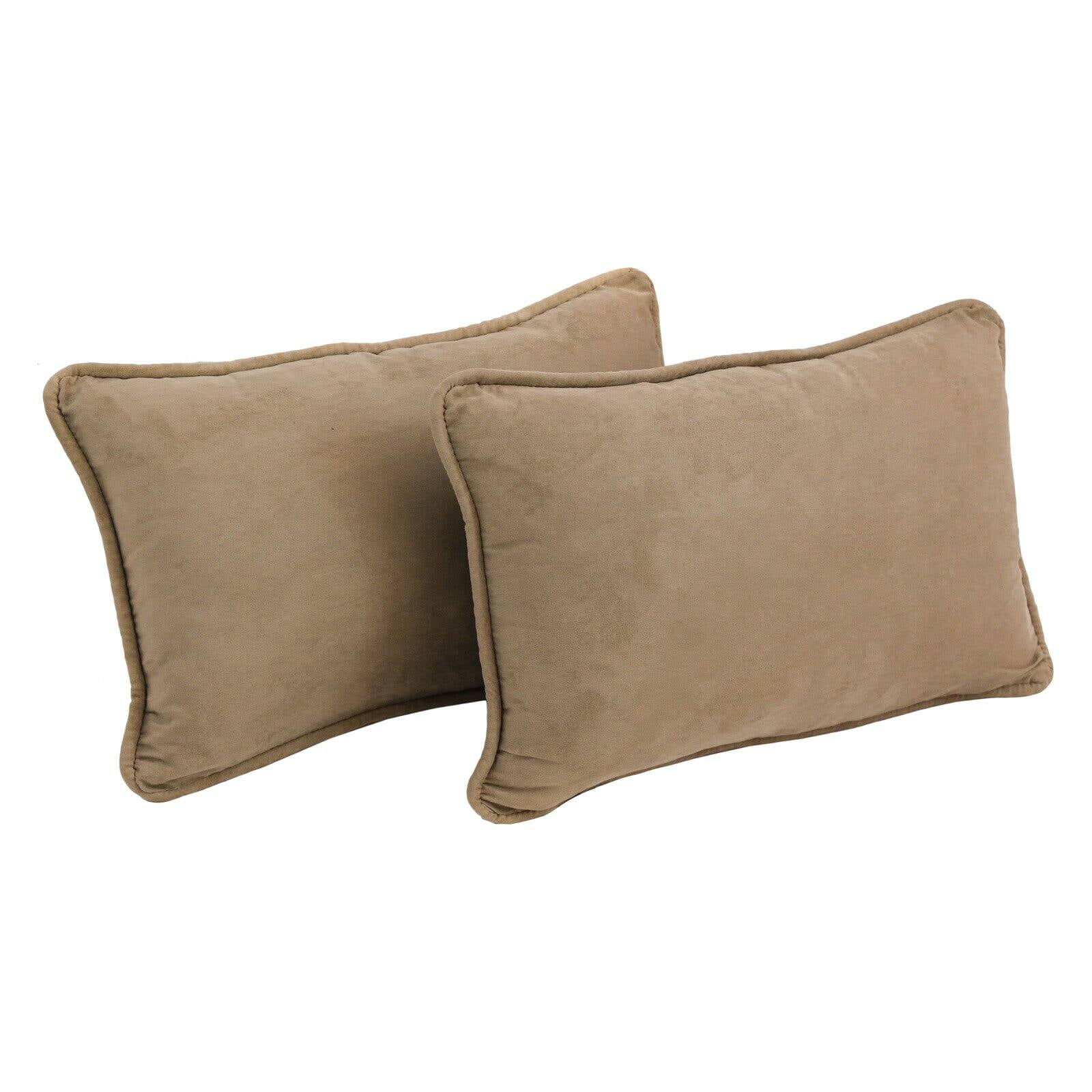 9811-CD-S2-MS-JV 20 x 12 in. Double-Corded Solid Microsuede Back Support Pillows with Inserts, Java - Set of 2