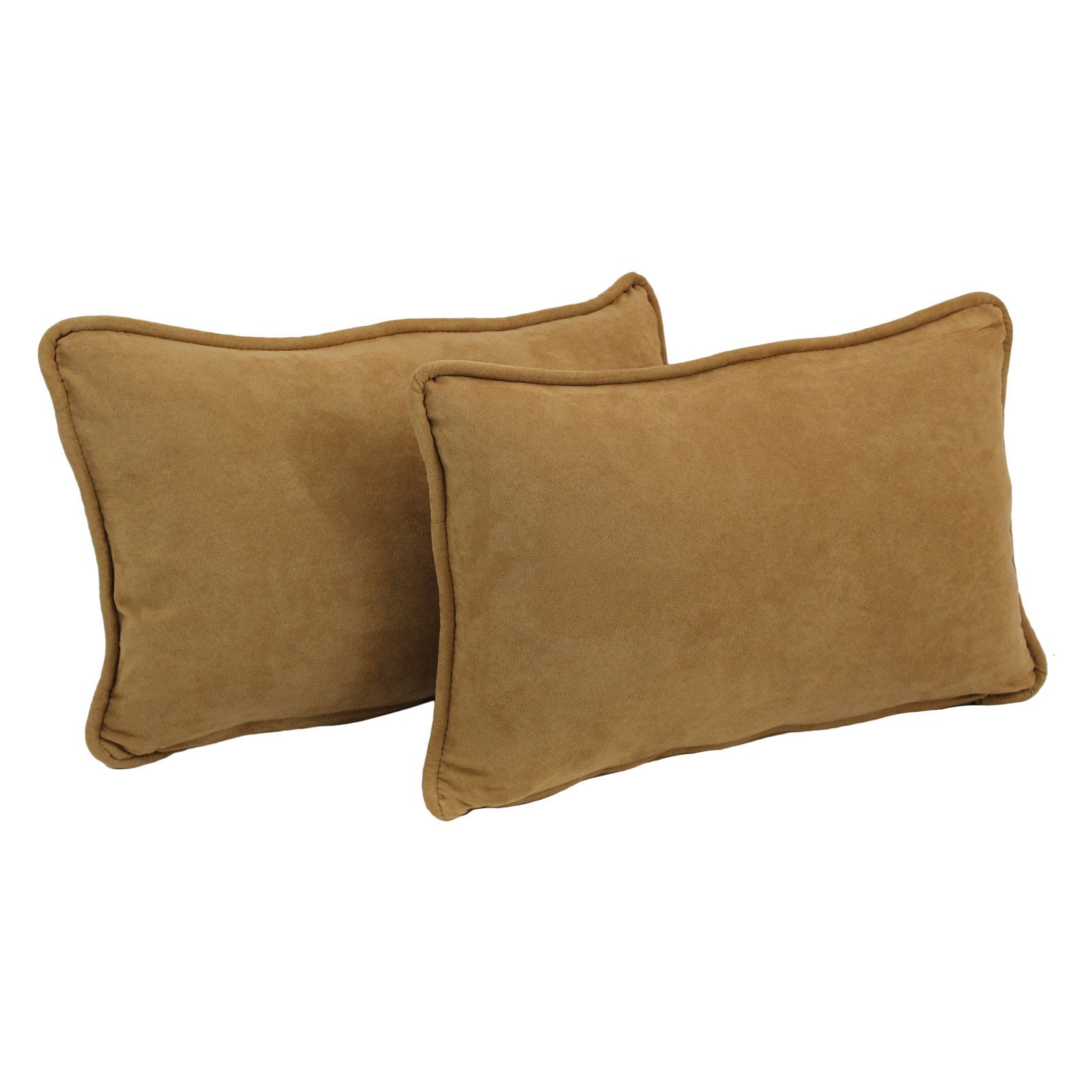 20 x 12 in. Double-Corded Solid Microsuede Back Support Pillows with Inserts, Camel - Set of 2