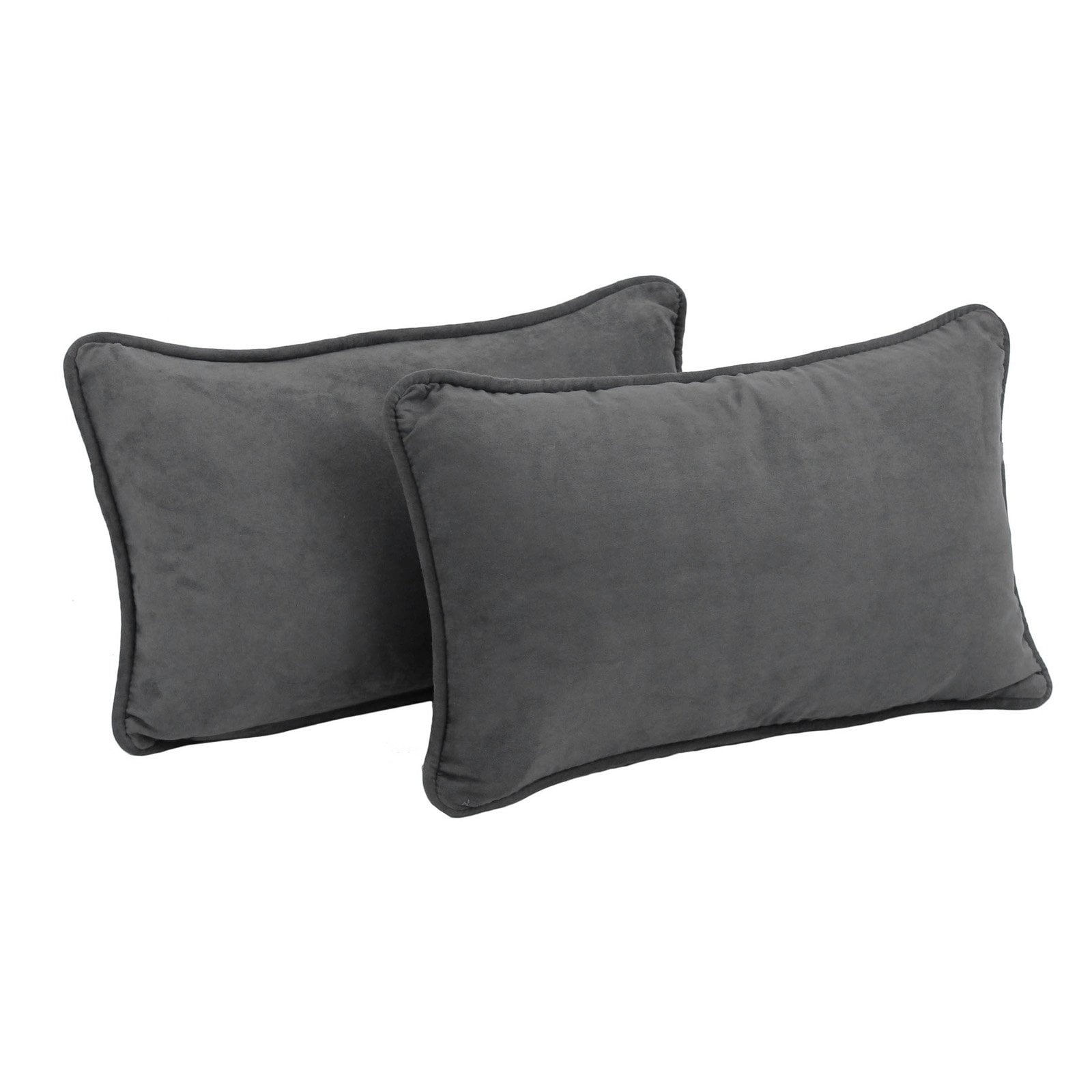 20 x 12 in. Double-Corded Solid Microsuede Back Support Pillows with Inserts, Steel Grey - Set of 2
