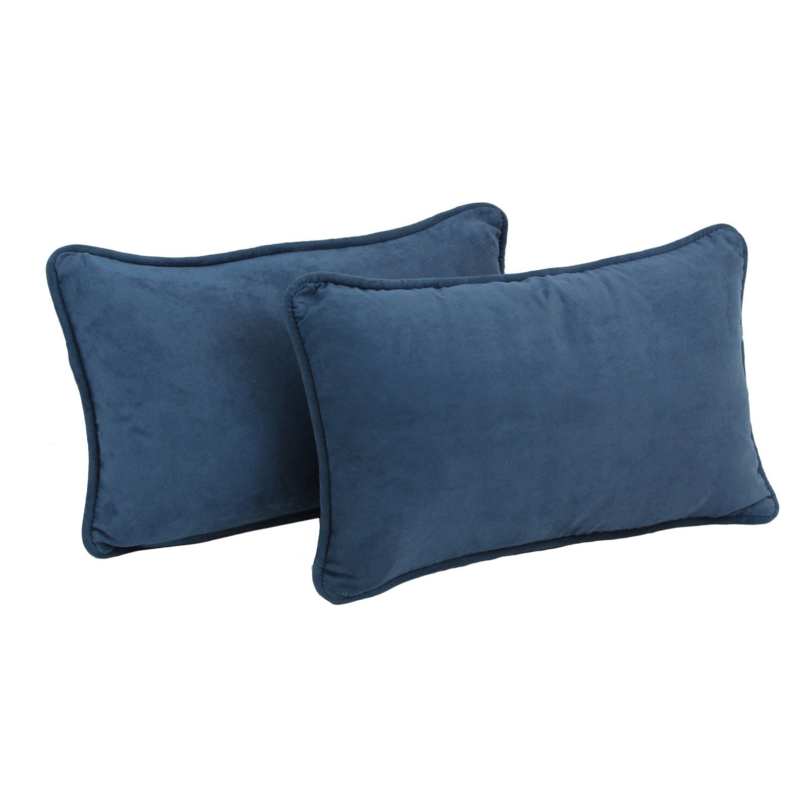 9811-CD-S2-MS-IN 20 x 12 in. Double-Corded Solid Microsuede Back Support Pillows with Inserts, Indigo - Set of 2