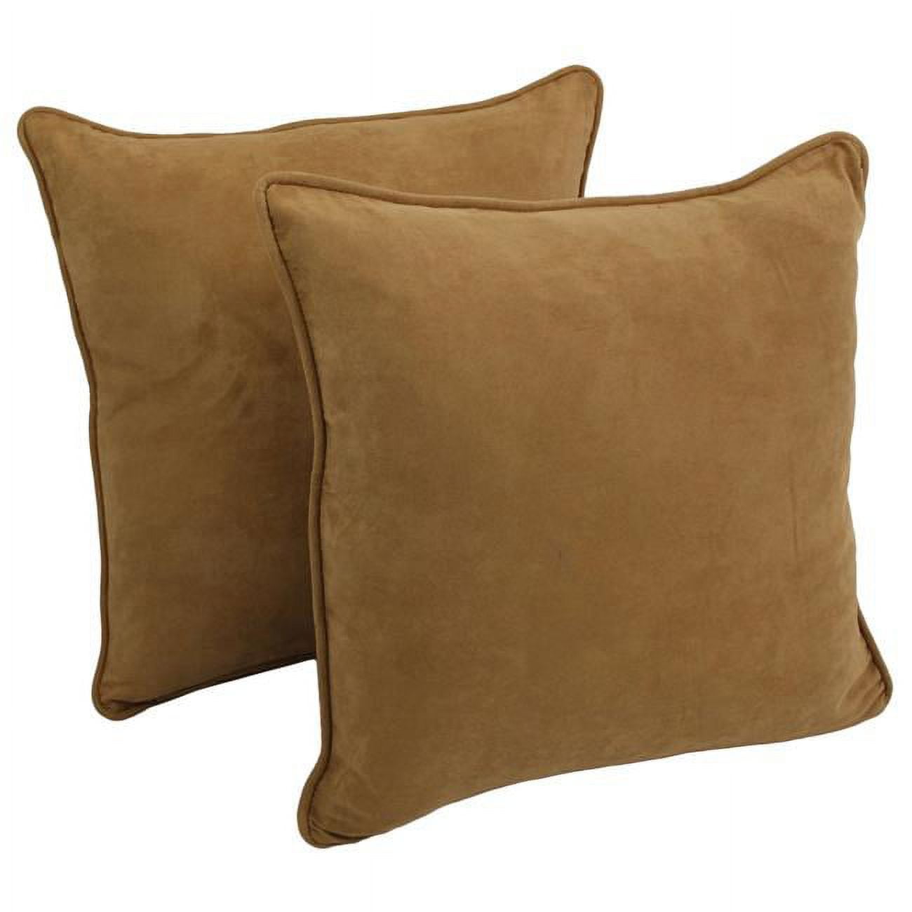 Picture of Blazing Needles 9813-CD-S2-MS-CM 25 in. Double-Corded Solid Microsuede Square Floor Pillows with Inserts, Camel - Set of 2