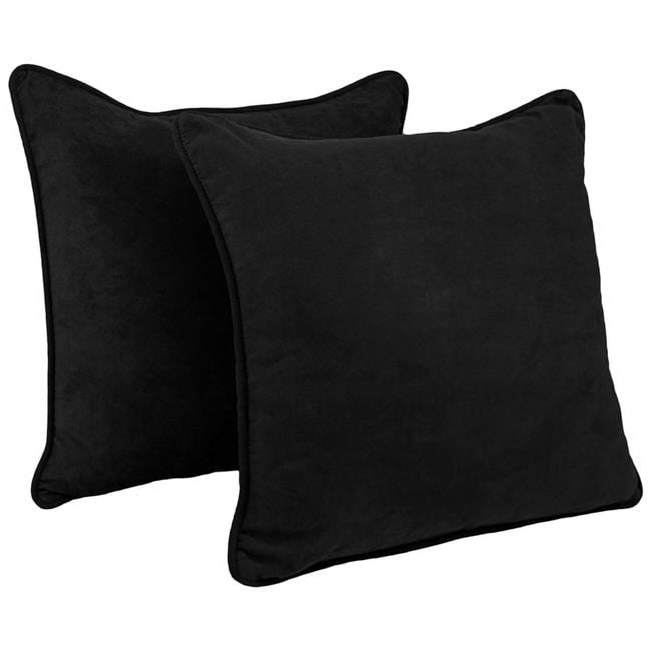 Picture of Blazing Needles 9813-CD-S2-MS-BK 25 in. Double-Corded Solid Microsuede Square Floor Pillows with Inserts&#44; Black - Set of 2