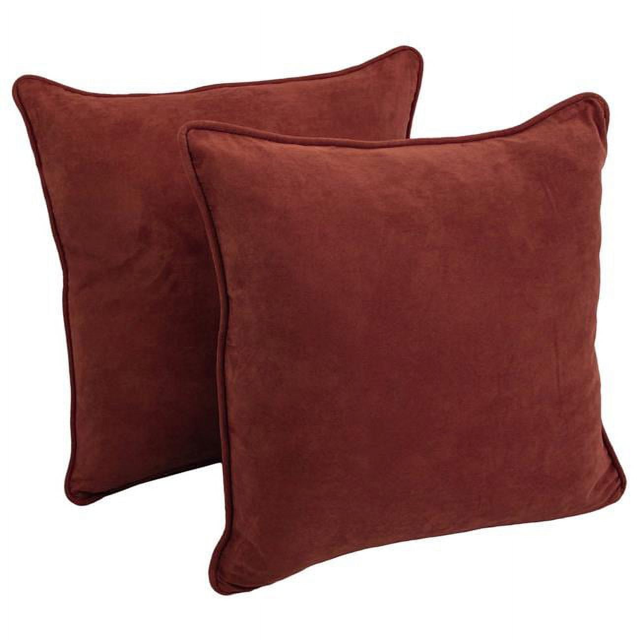 Picture of Blazing Needles 9813-CD-S2-MS-RW 25 in. Double-Corded Solid Microsuede Square Floor Pillows with Inserts&#44; Red Wine - Set of 2
