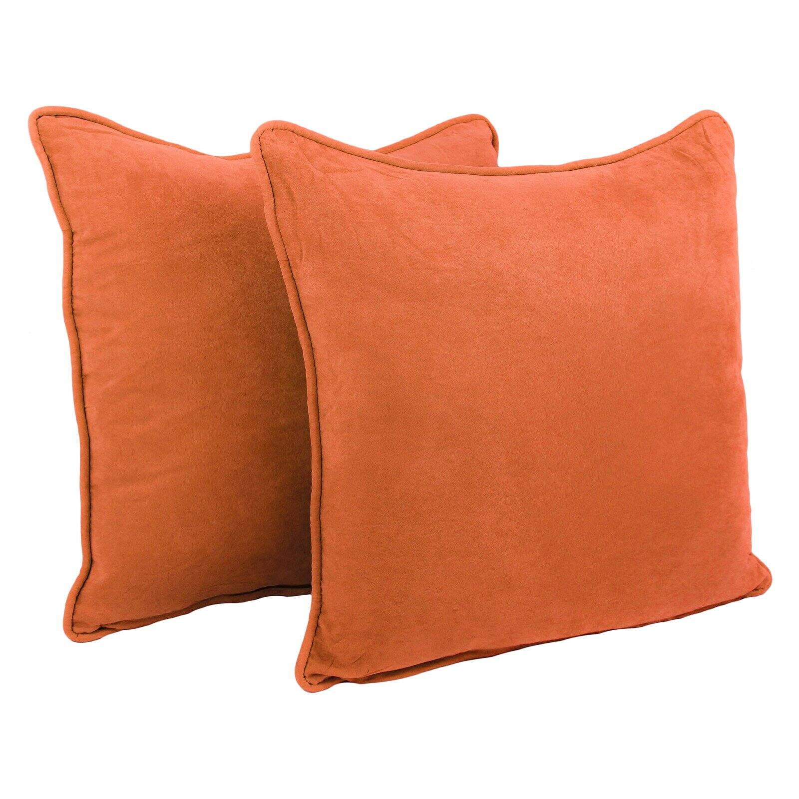 Picture of Blazing Needles 9813-CD-S2-MS-TD 25 in. Double-Corded Solid Microsuede Square Floor Pillows with Inserts&#44; Tangerine Dream - Set of 2