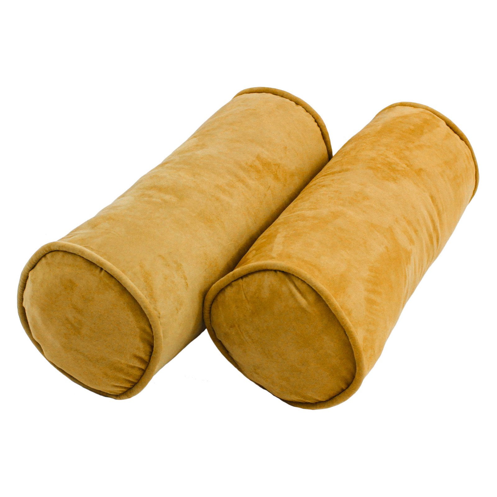 9814-CD-S2-MS-LM 20 x 8 in. Double-Corded Solid Microsuede Bolster Pillows with Inserts, Lemon - Set of 2