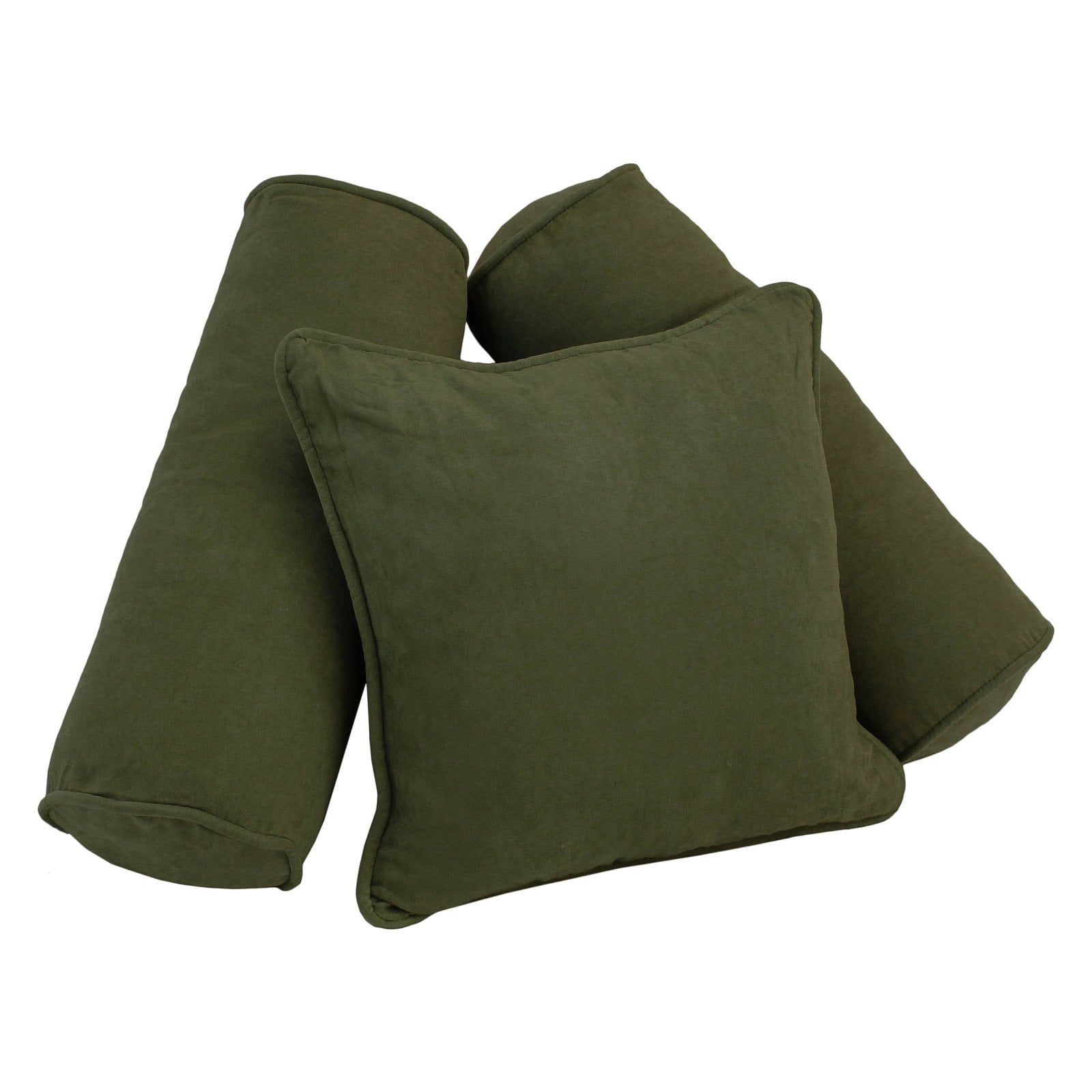 9816-CD-S3-MS-HG Double-Corded Solid Microsuede Throw Pillows with Inserts, Hunter Green - Set of 3