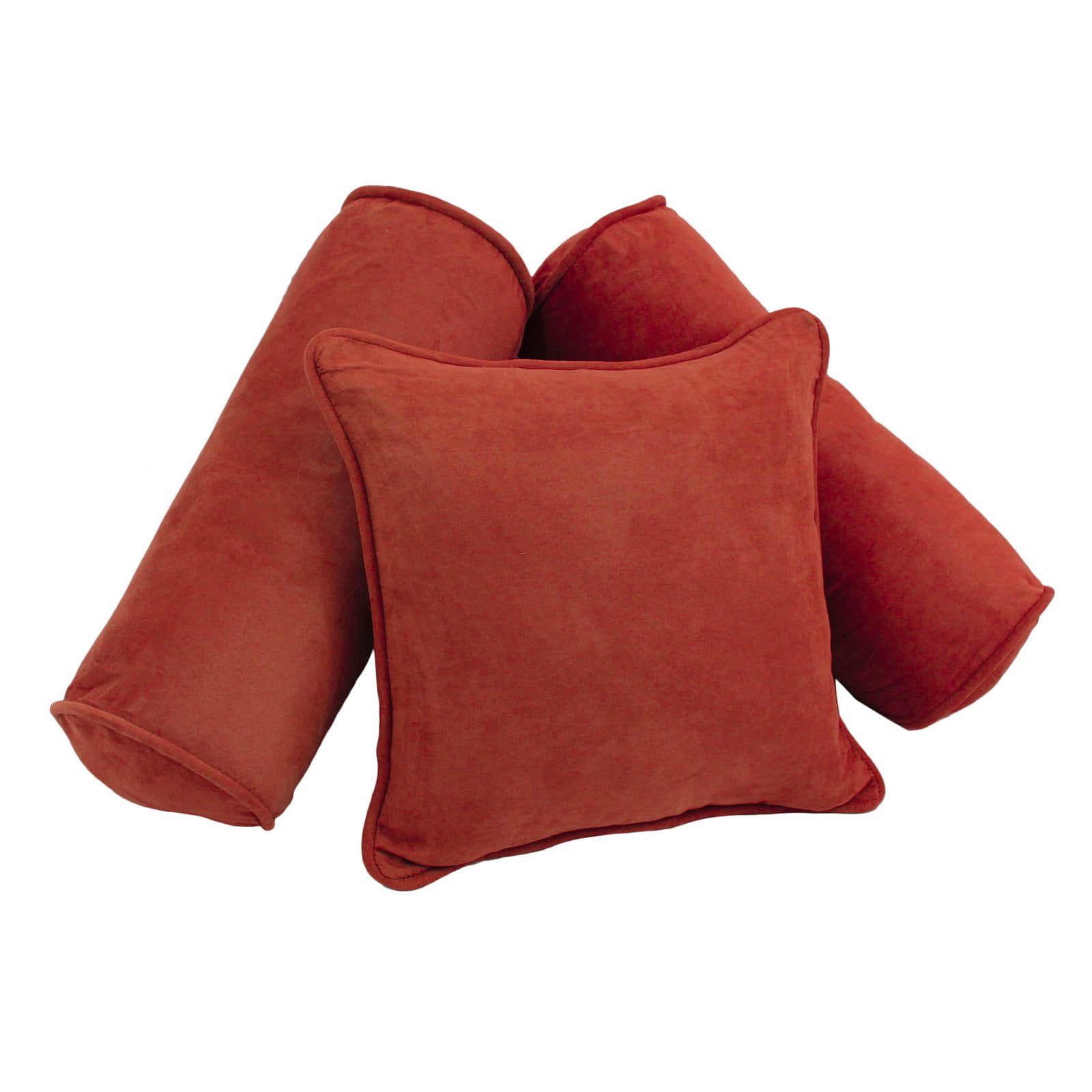 9816-CD-S3-MS-CR Double-Corded Solid Microsuede Throw Pillows with Inserts, Cardinal Red - Set of 3 -  Blazing Needles