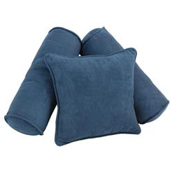 9816-CD-S3-MS-IN Double-Corded Solid Microsuede Throw Pillows with Inserts, Indigo - Set of 3