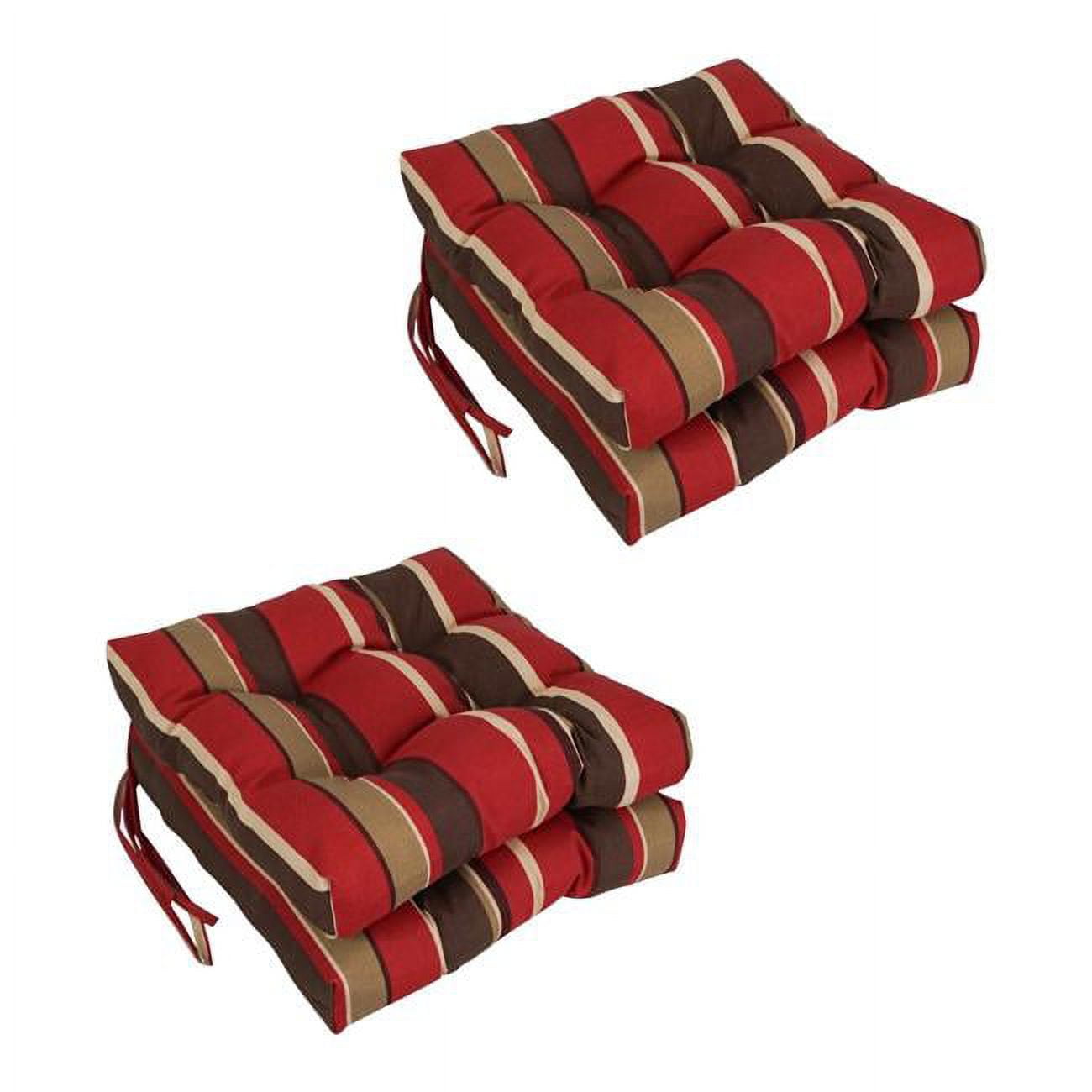 Picture of Blazing Needles 916X16SQ-T-4CH-REO-33 16 in. Spun Polyester Patterned Outdoor Square Tufted Chair Cushions, Montserrat Sangria - Set of 4