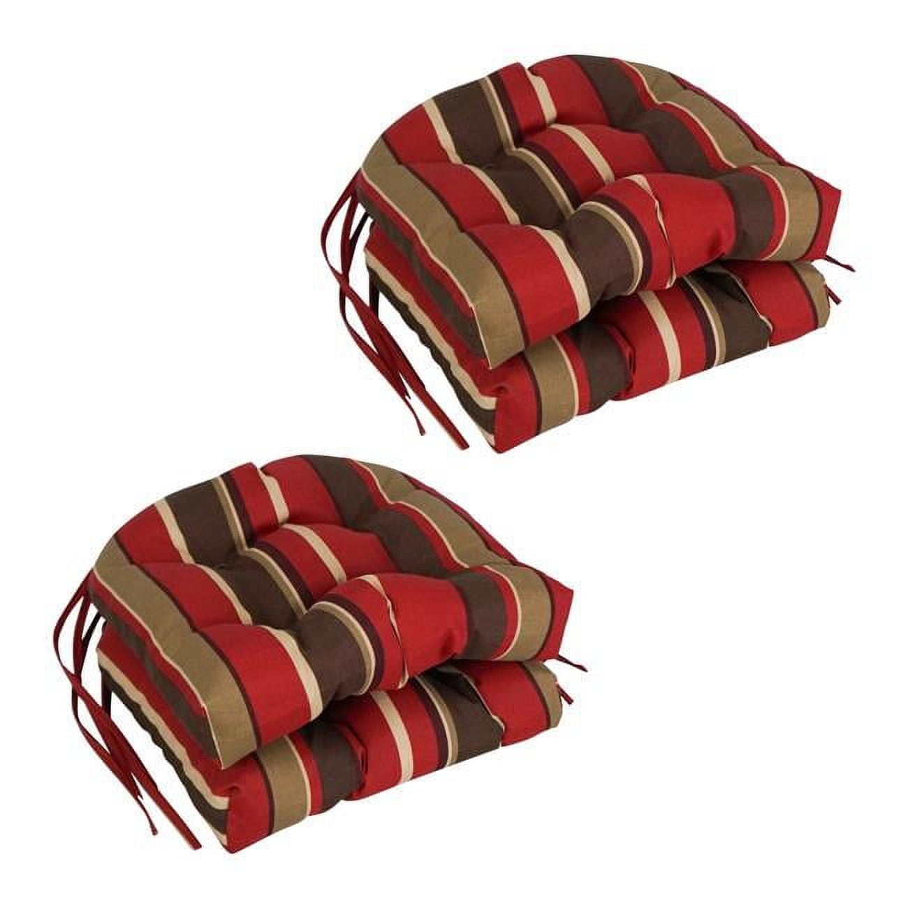 Picture of Blazing Needles 916X16US-T-4CH-REO-33 16 in. Spun Polyester Patterned Outdoor U-Shaped Tufted Chair Cushions, Montserrat Sangria - Set of 4