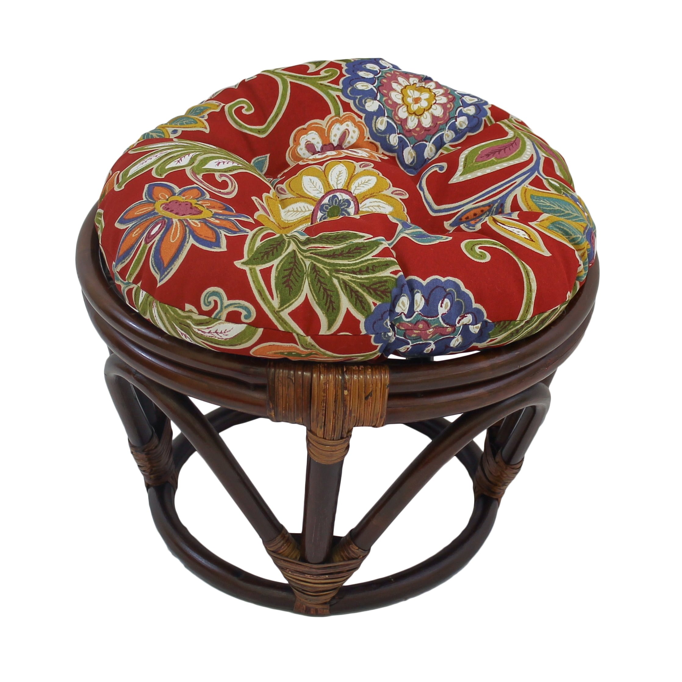 Picture of Blazing Needles 93301-18IN-REO-40 18 in. Round Patterned Spun Polyester Tufted Footstool Cushion, Alenia Pompeii