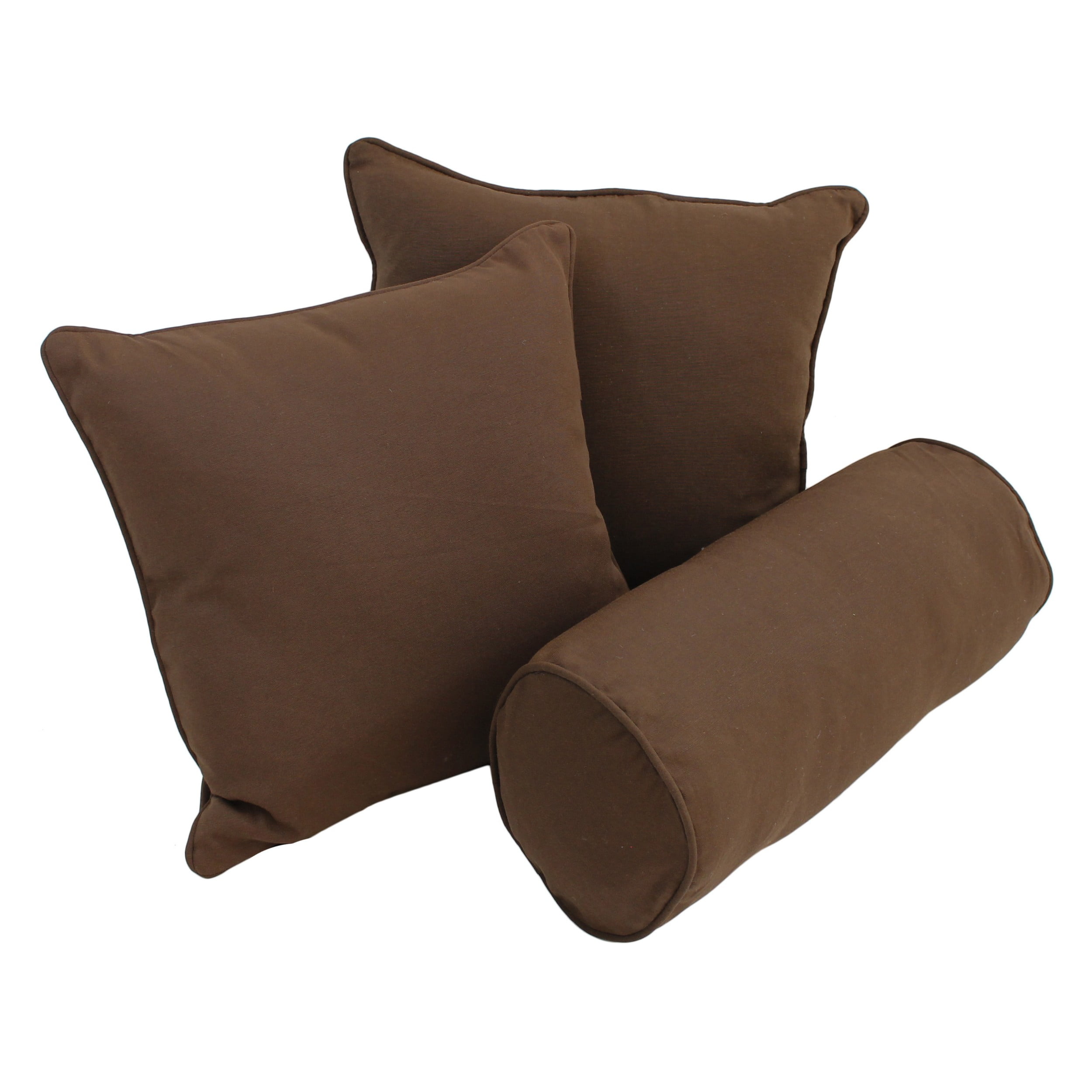 9815-CD-S3-TW-CH Double-Corded Solid Twill Throw Pillows with Inserts, Chocolate - Set of 3