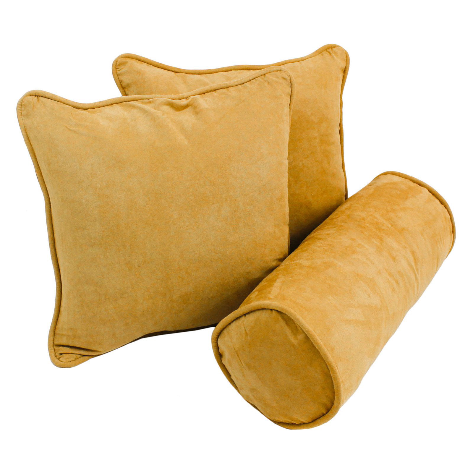 9815-CD-S3-MS-LM Double-Corded Solid Microsuede Throw Pillows with Inserts, Lemon - Set of 3