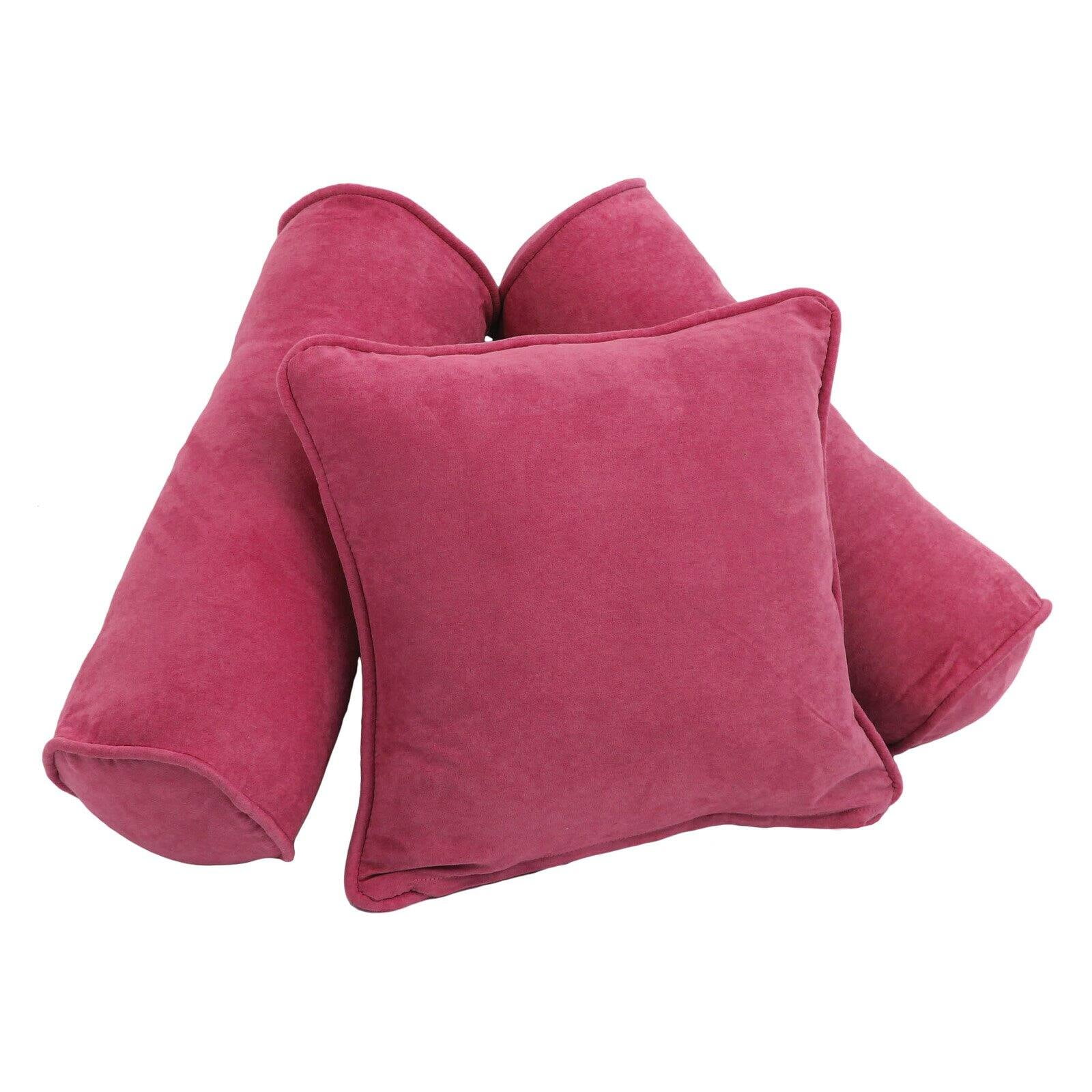 9816-CD-S3-MS-BB Double-Corded Solid Microsuede Throw Pillows with Inserts, Bery Berry - Set of 3