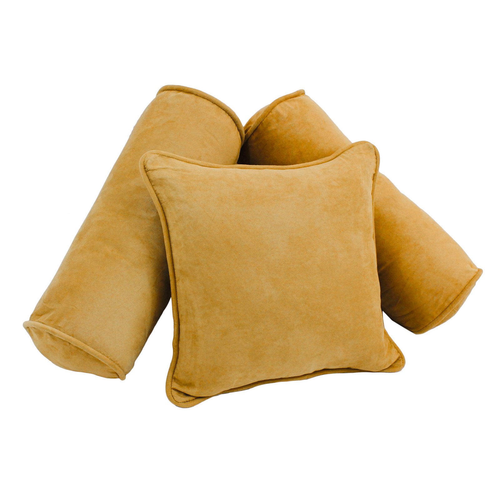 9816-CD-S3-MS-LM Double-Corded Solid Microsuede Throw Pillows with Inserts, Lemon - Set of 3