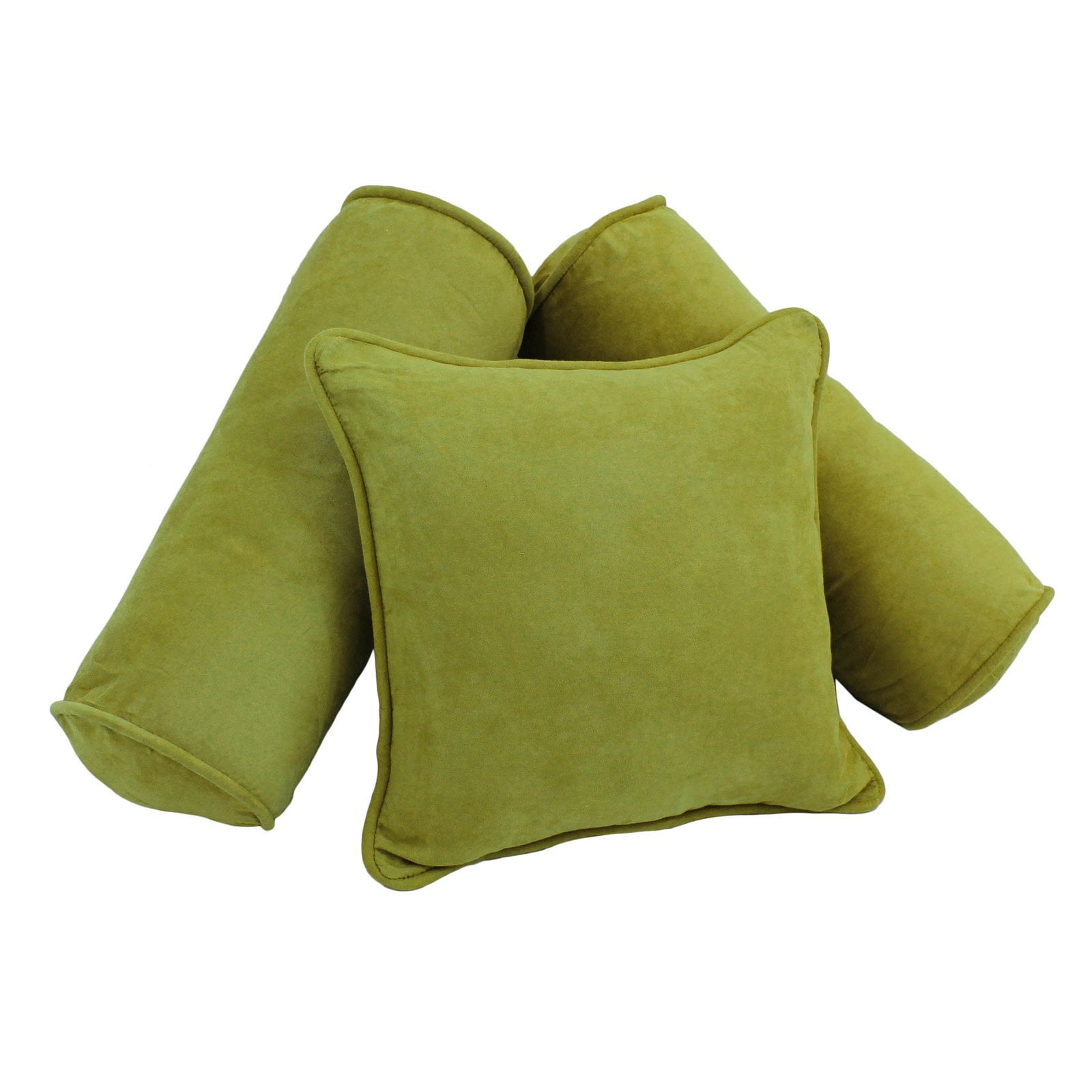 9816-CD-S3-MS-ML Double-Corded Solid Microsuede Throw Pillows with Inserts, Mojito Lime - Set of 3