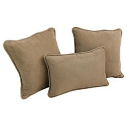 9817-CD-S3-MS-JV Double-Corded Solid Microsuede Throw Pillows with Inserts, Java - Set of 3