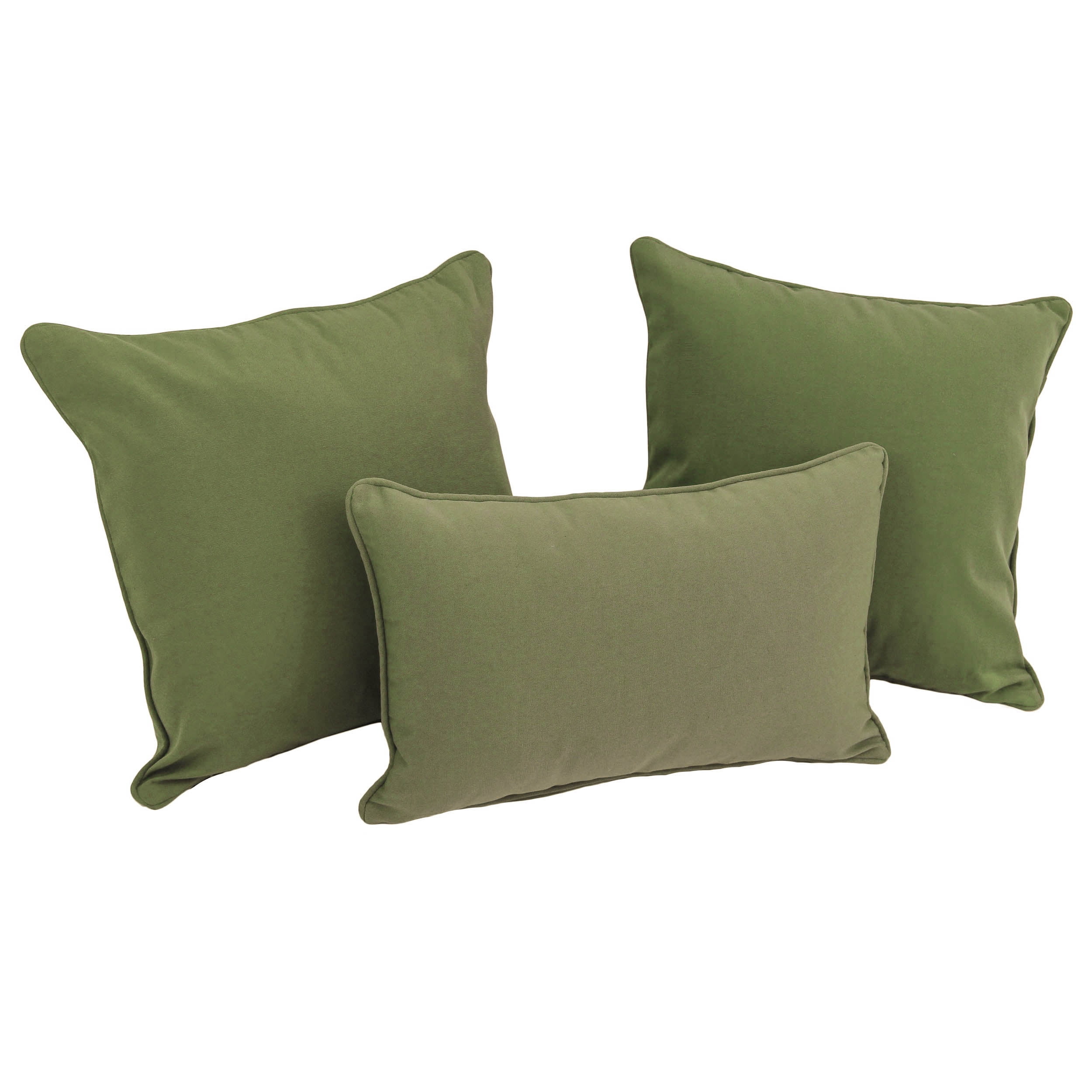 9817-CD-S3-TW-SG Double-Corded Solid Twill Throw Pillows with Inserts, Sage - Set of 3