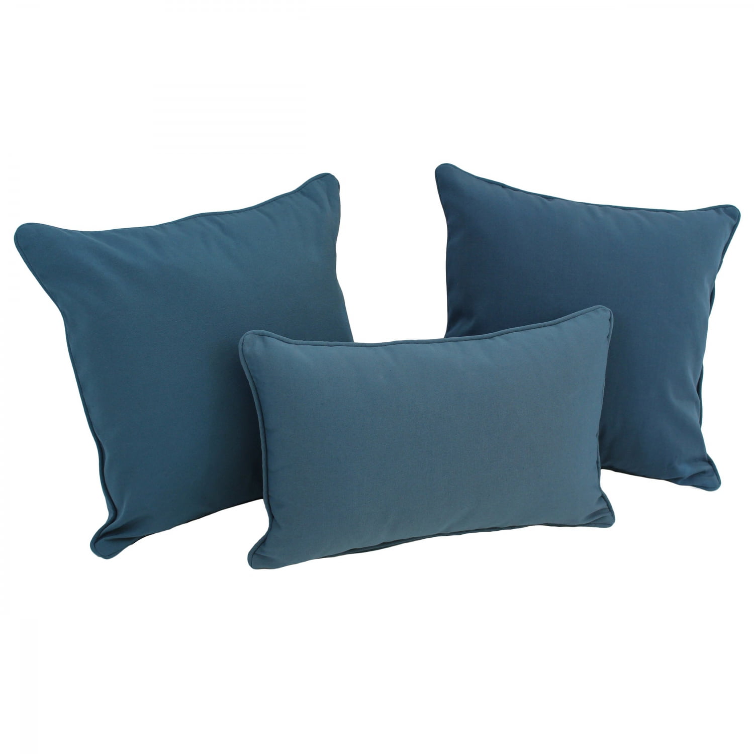 9817-CD-S3-TW-IN Double-Corded Solid Twill Throw Pillows with Inserts, Indigo - Set of 3