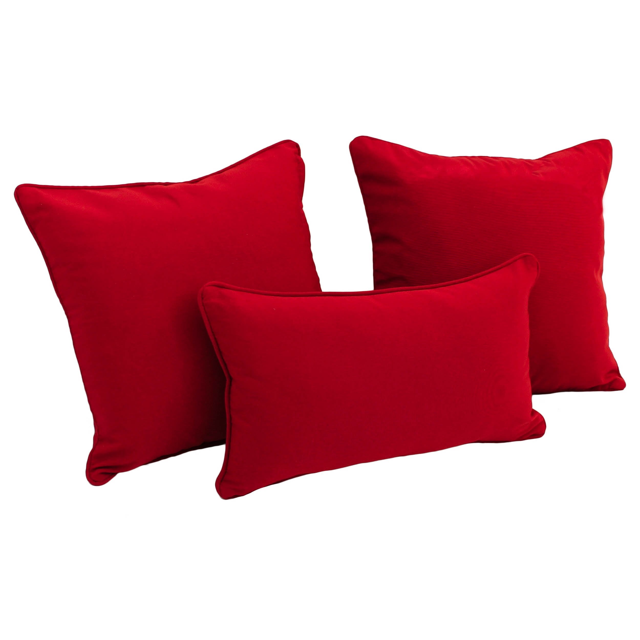 9817-CD-S3-TW-RD Double-Corded Solid Twill Throw Pillows with Inserts, Red - Set of 3