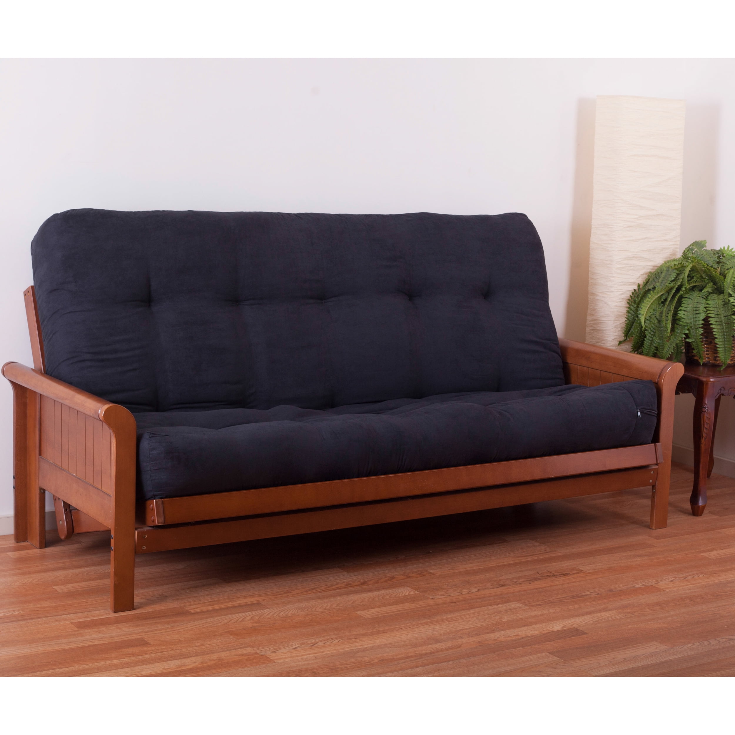 9608-MS-BK 10 in. Vitality Microsuede Full Size Futon Mattress, Black