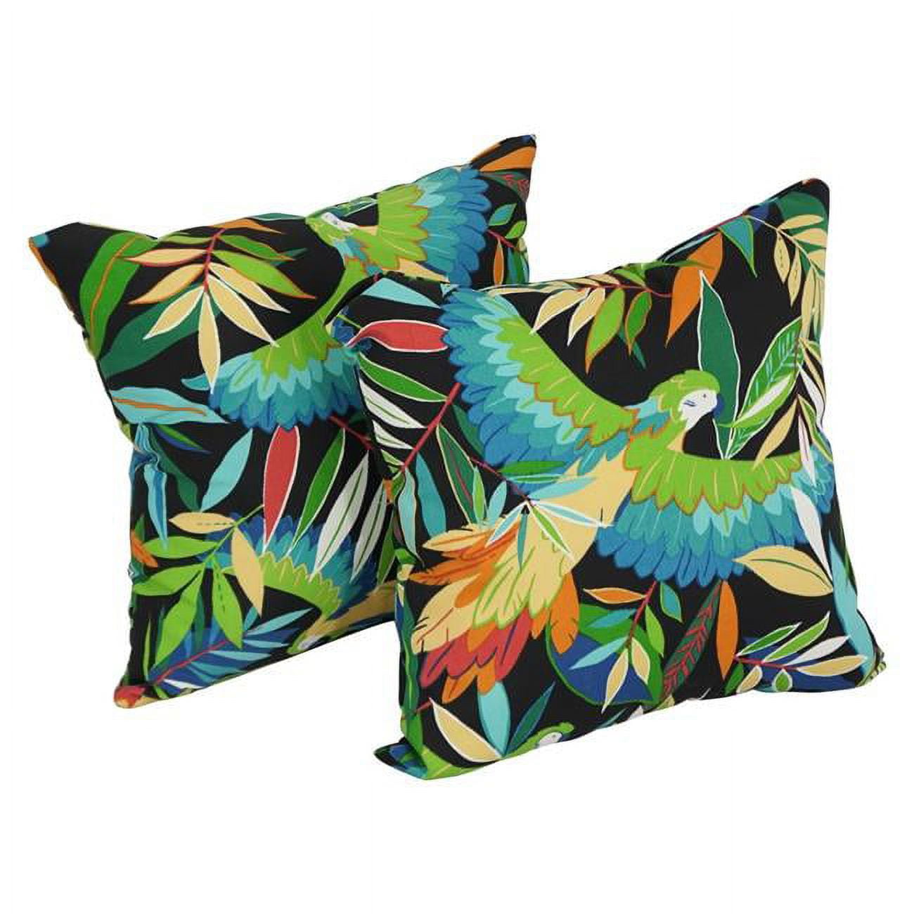 17 in. Square Solid Polyester Outdoor Throw Pillows, Tucuman Ebony - Set of 2