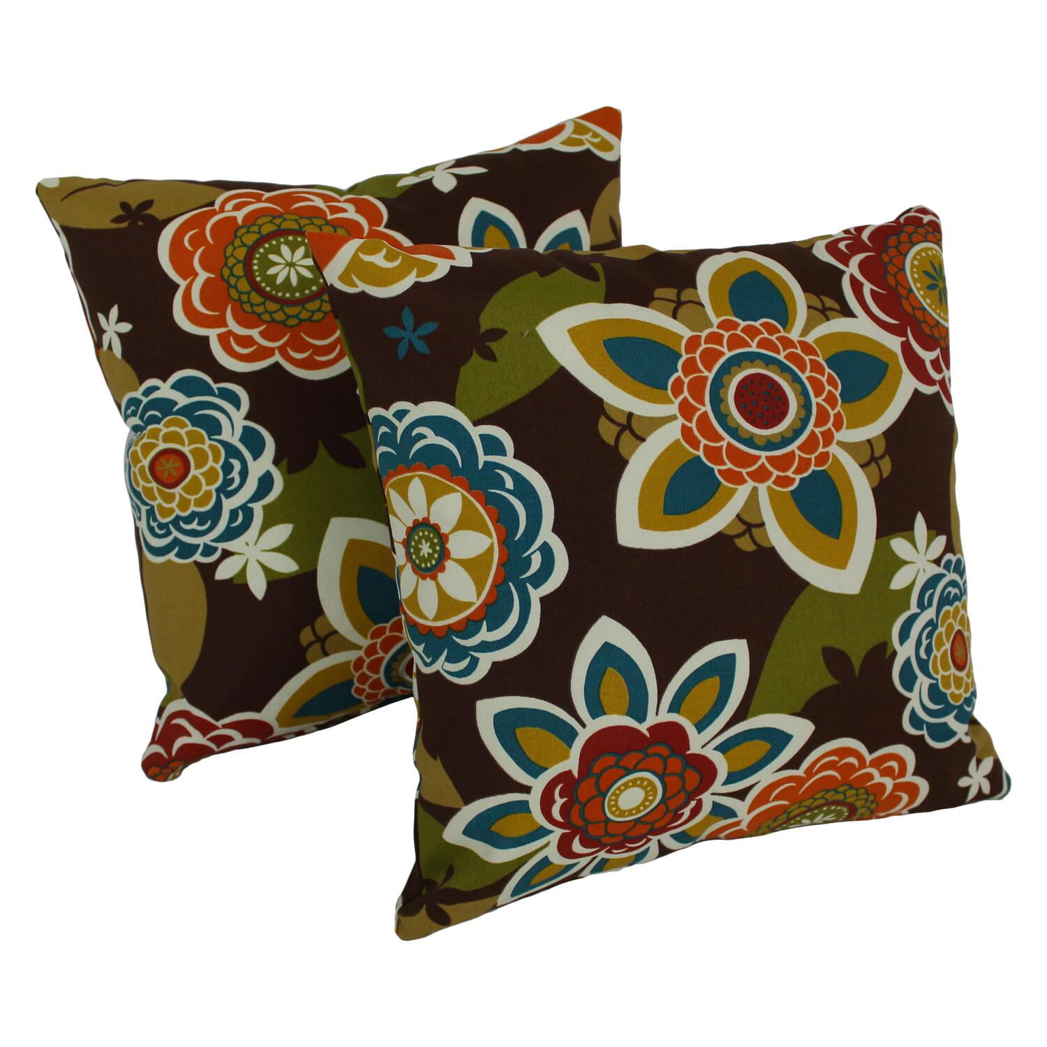9910-S2-REO-50 17 in. Square Solid Polyester Outdoor Throw Pillows, Annie Chocolate - Set of 2