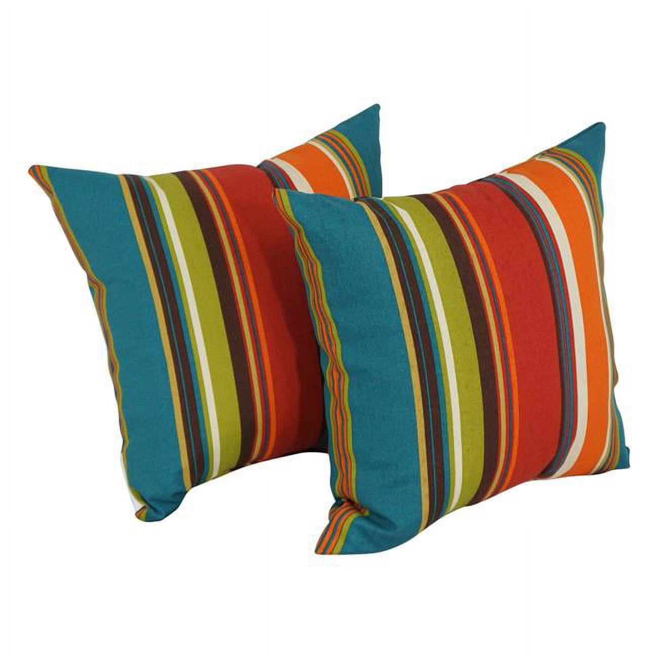 17 in. Square Solid Polyester Outdoor Throw Pillows, Westport Teal - Set of 2
