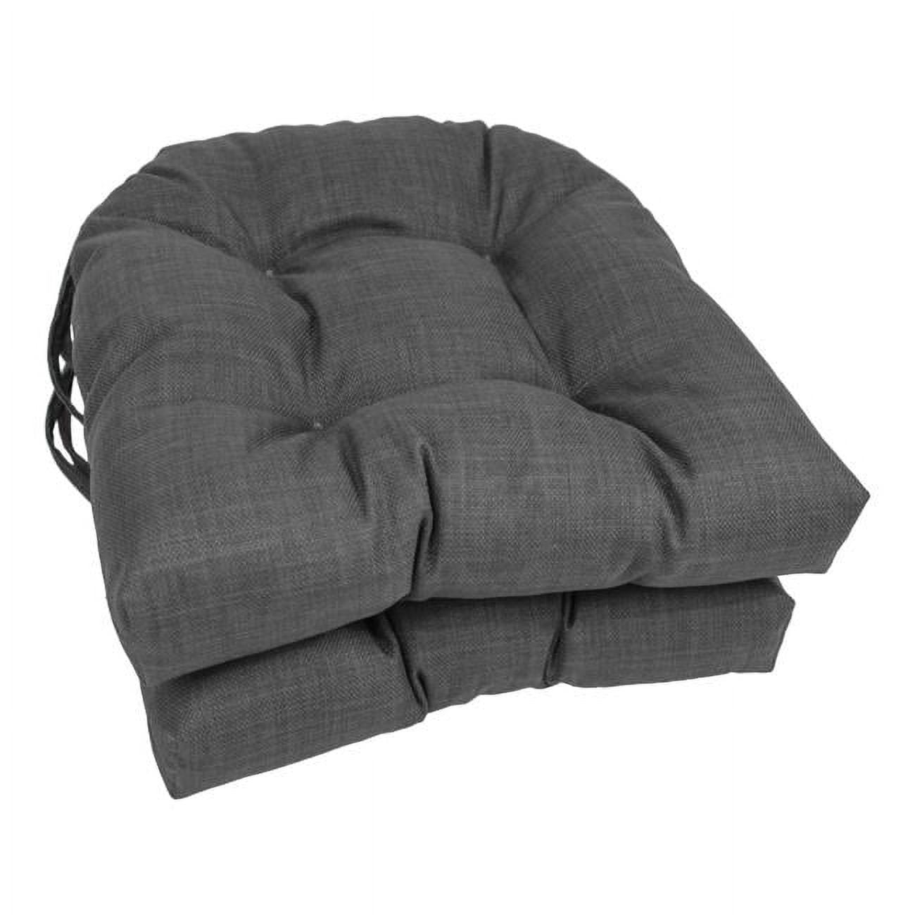 Picture of Blazing Needles 916X16US-T-2CH-REO-SOL-15 16 in. Spun Polyester Solid Outdoor U-Shaped Tufted Chair Cushions, Cool Gray - Set of 2