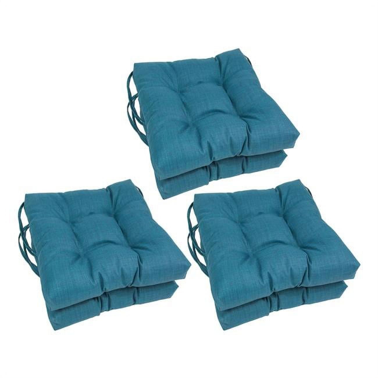 Picture of Blazing Needles 916X16SQ-T-6CH-REO-SOL-16 16 in. Spun Polyester Solid Outdoor Square Tufted Chair Cushions&#44; Sea Blue - Set of 6